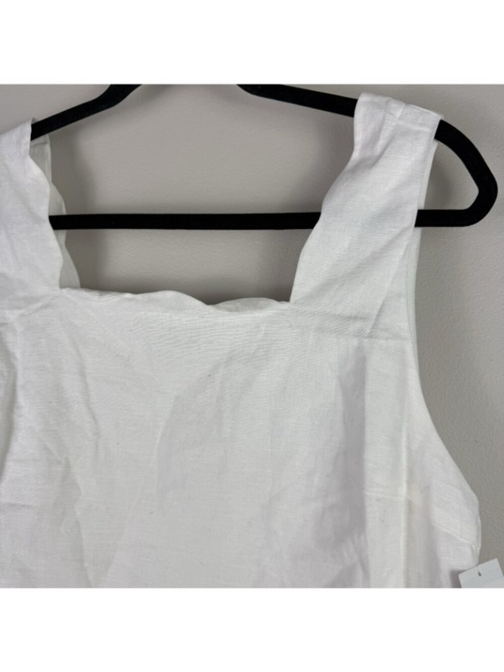 Petal And Pup White Linen Crop Top Tank Square Neck Scalloped Hem Size L - Picture 4 of 7